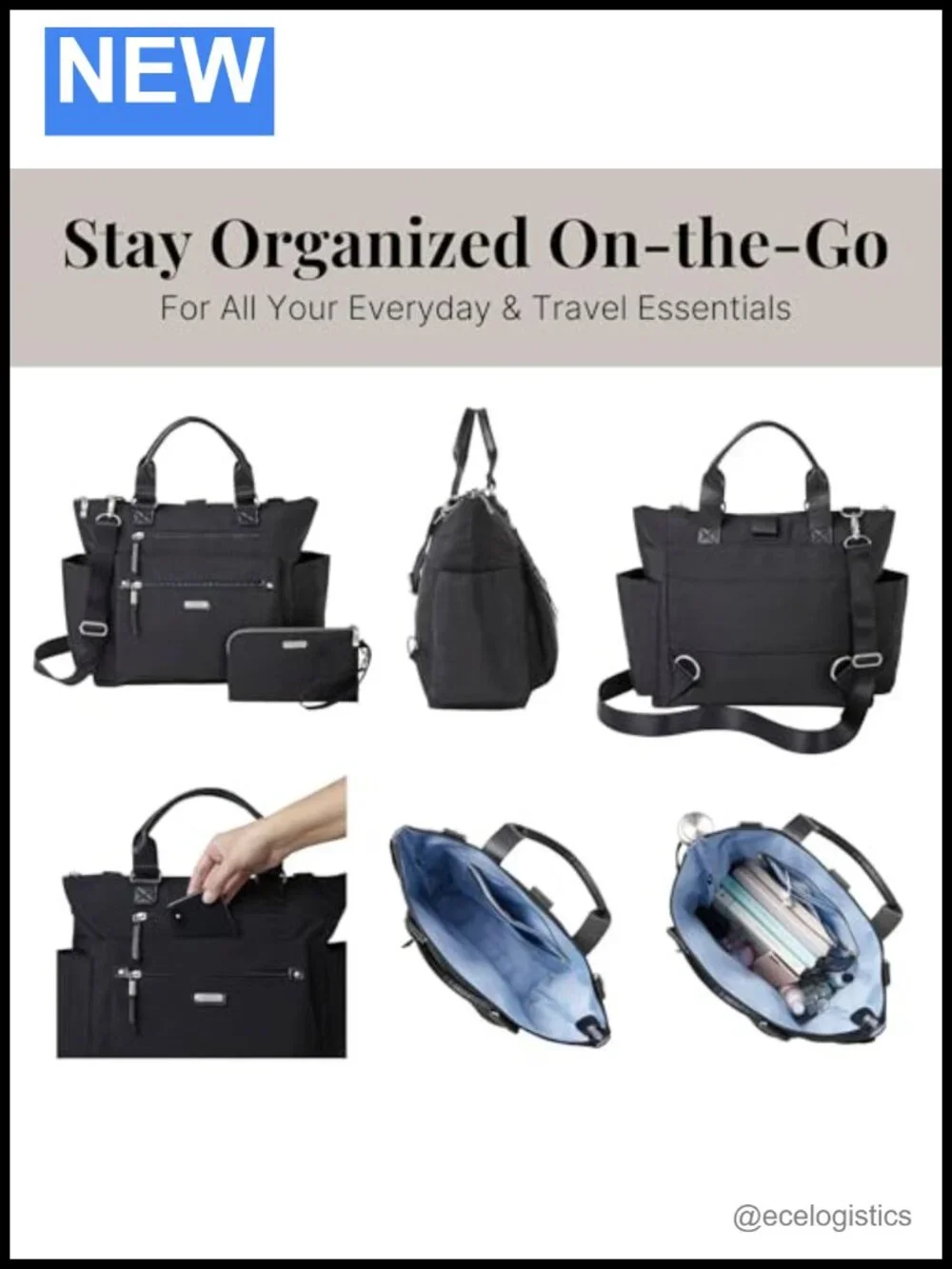 3-in-1 Convertible Backpack Tote Handbag Lightweight Travel RFID Wristlet